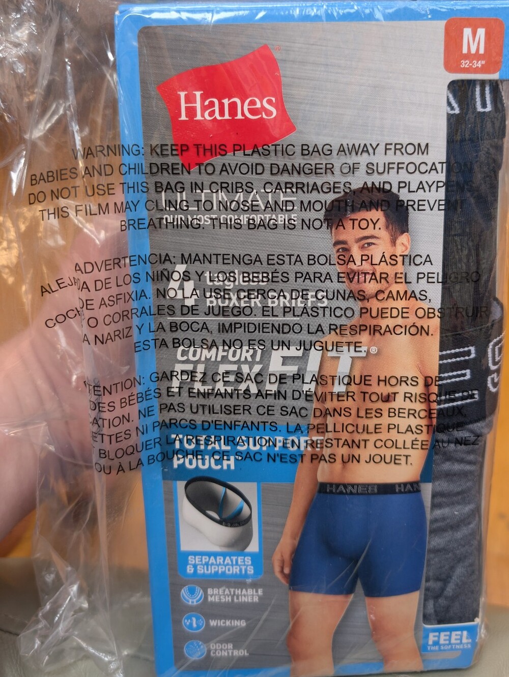 Hanes Men's Black and Grey Boxer Briefs - Comfort Flex Fit 4 Pack